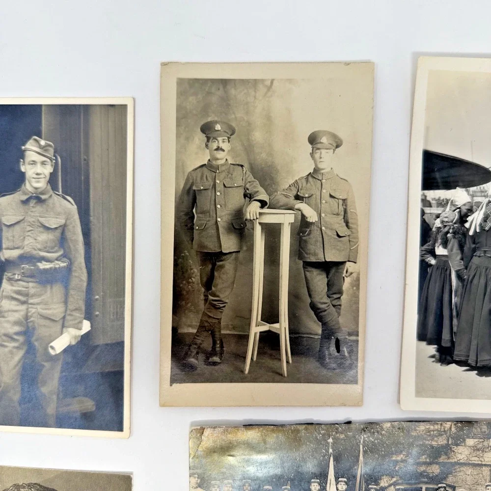 Lot of 6 Vintage WWI Military Real Photo Postcards British Army Portraits